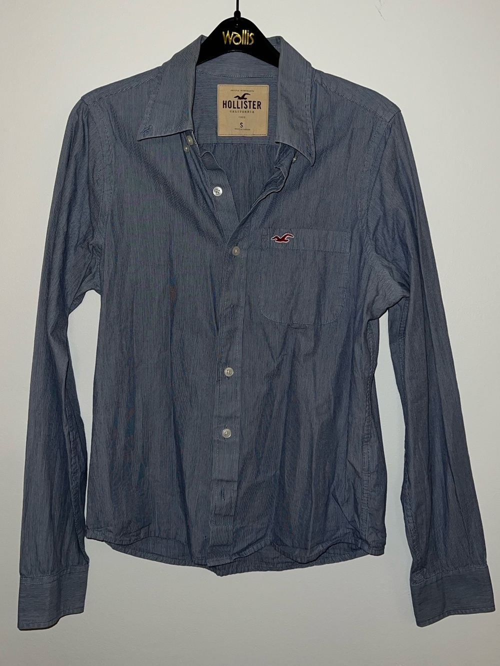 Hollister Men's Striped Blue Button-Down Shirt
